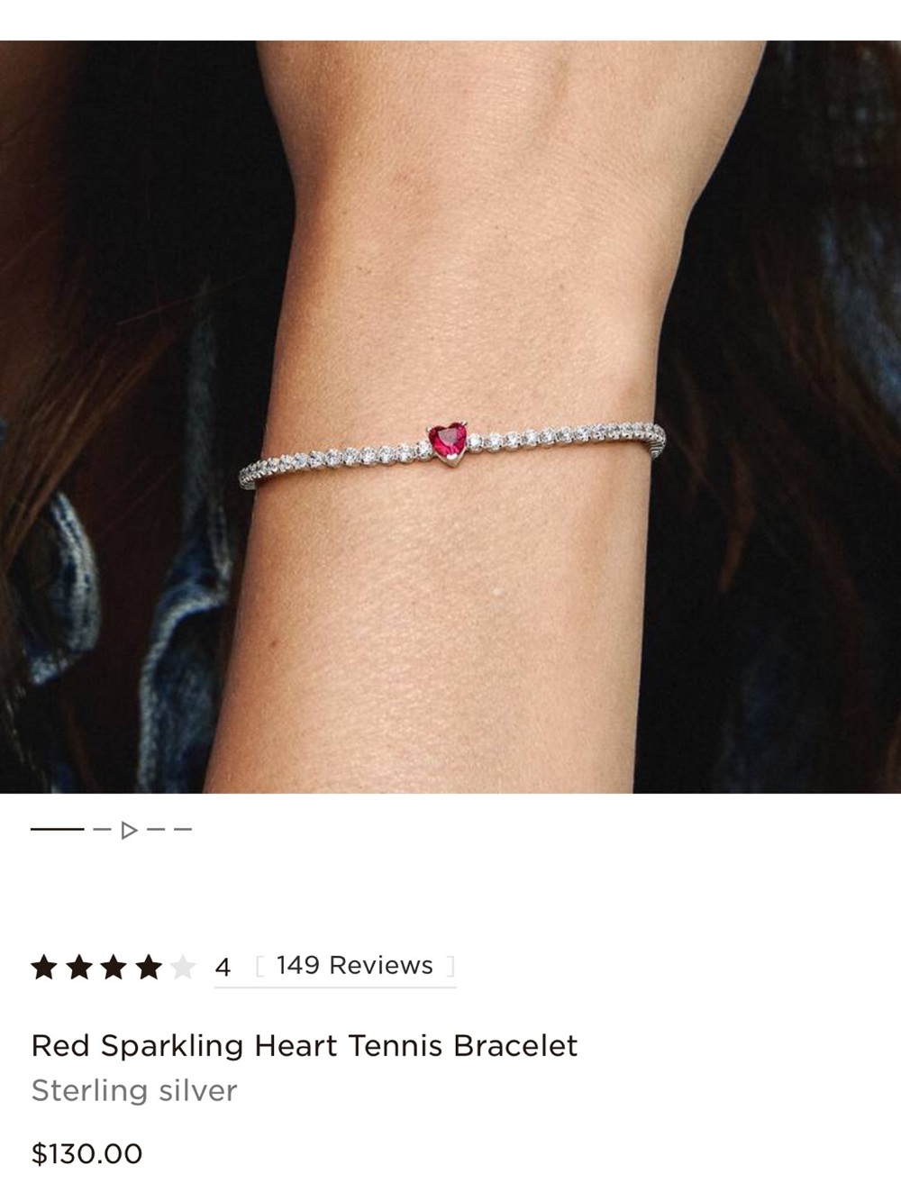 Pandora Sterling Silver Bracelet with Red Heart Accent